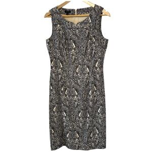 NWOT Talbots Sophisticated Black and Cream Midi Sleeveless Dress Size 6